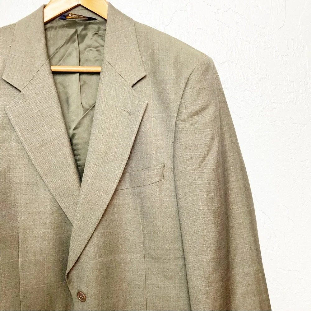 BROOKS BROTHERS Brown Plaid‎ Wool Blazer Jacket 41R